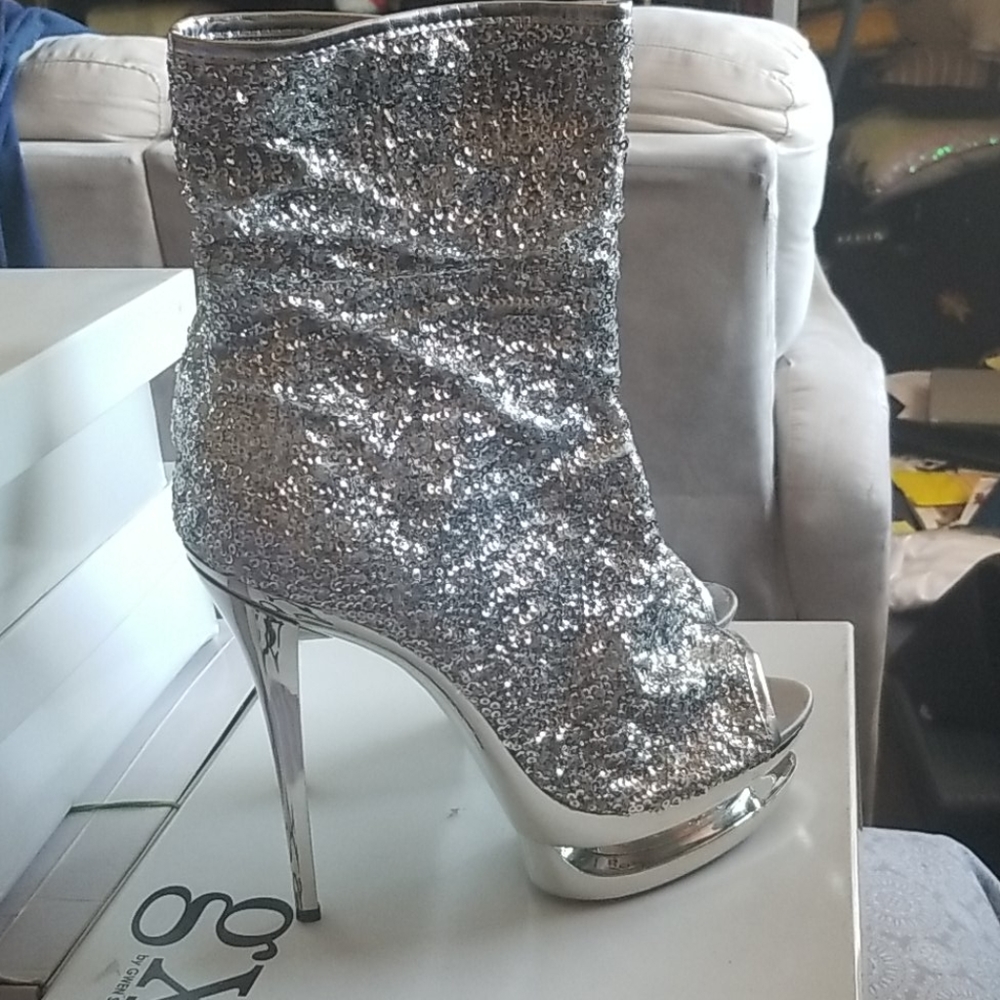 Silver Sequin Booties - image 2